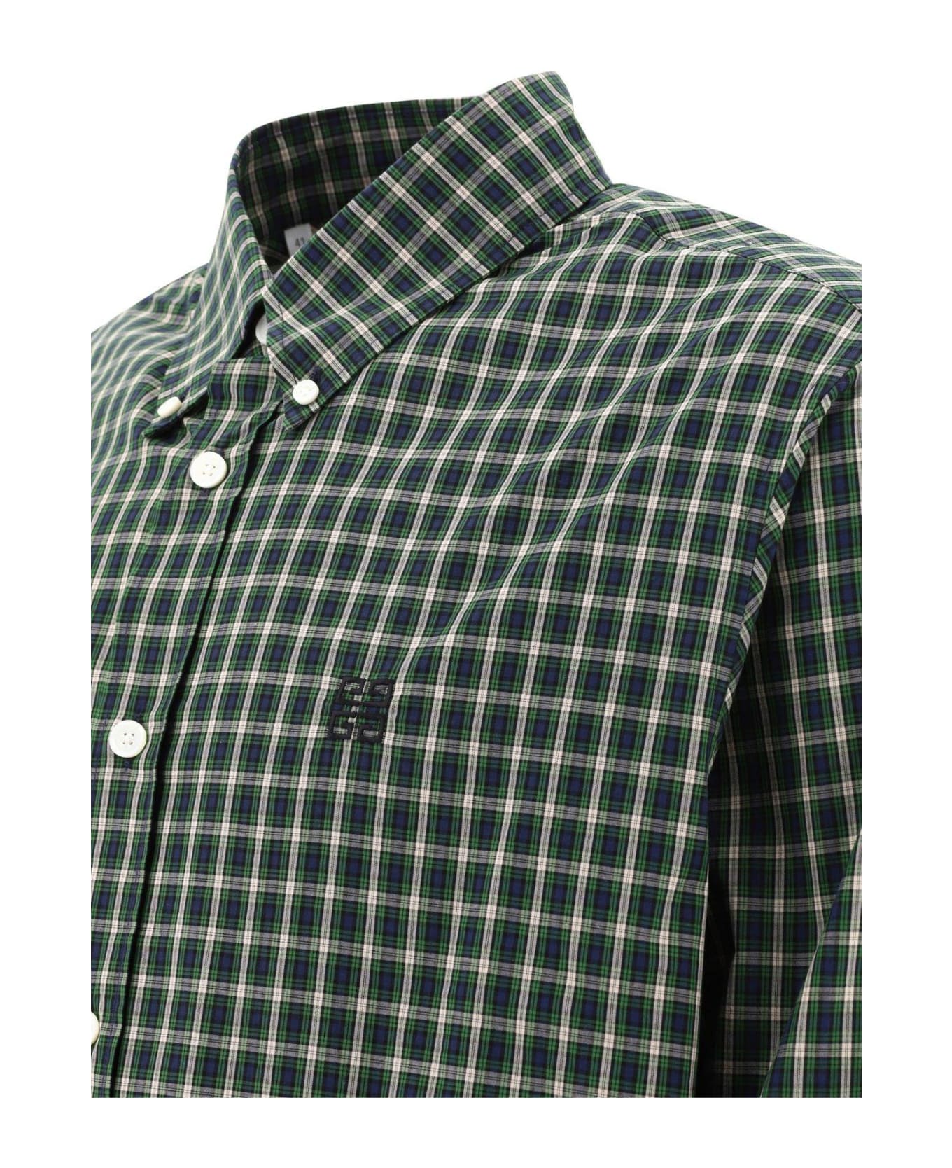 Givenchy Logo Motif Embroidered Check Buttoned Shirt - Multicolour