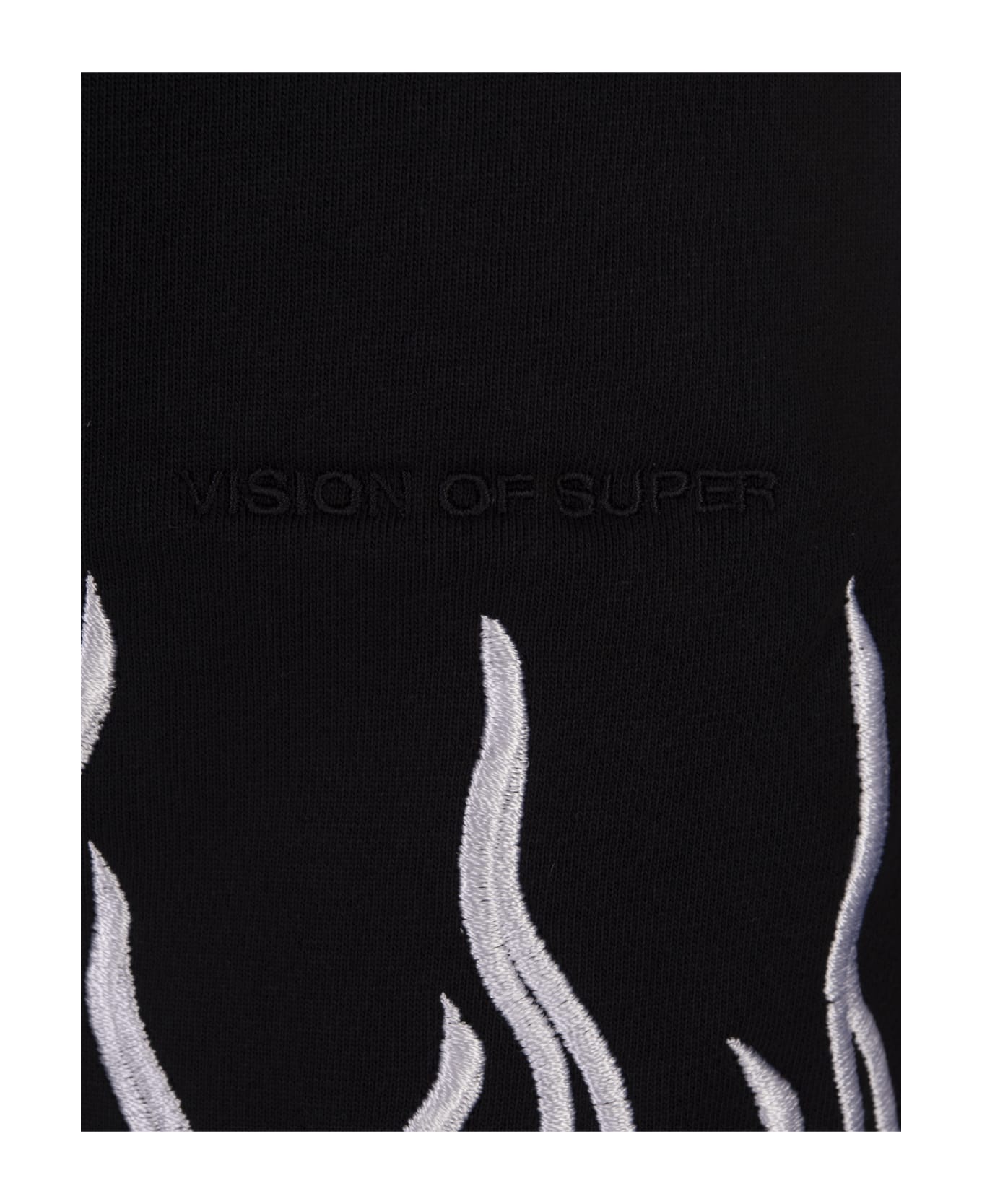 Vision of Super Black Shorts With Embroidered White Flames - Black