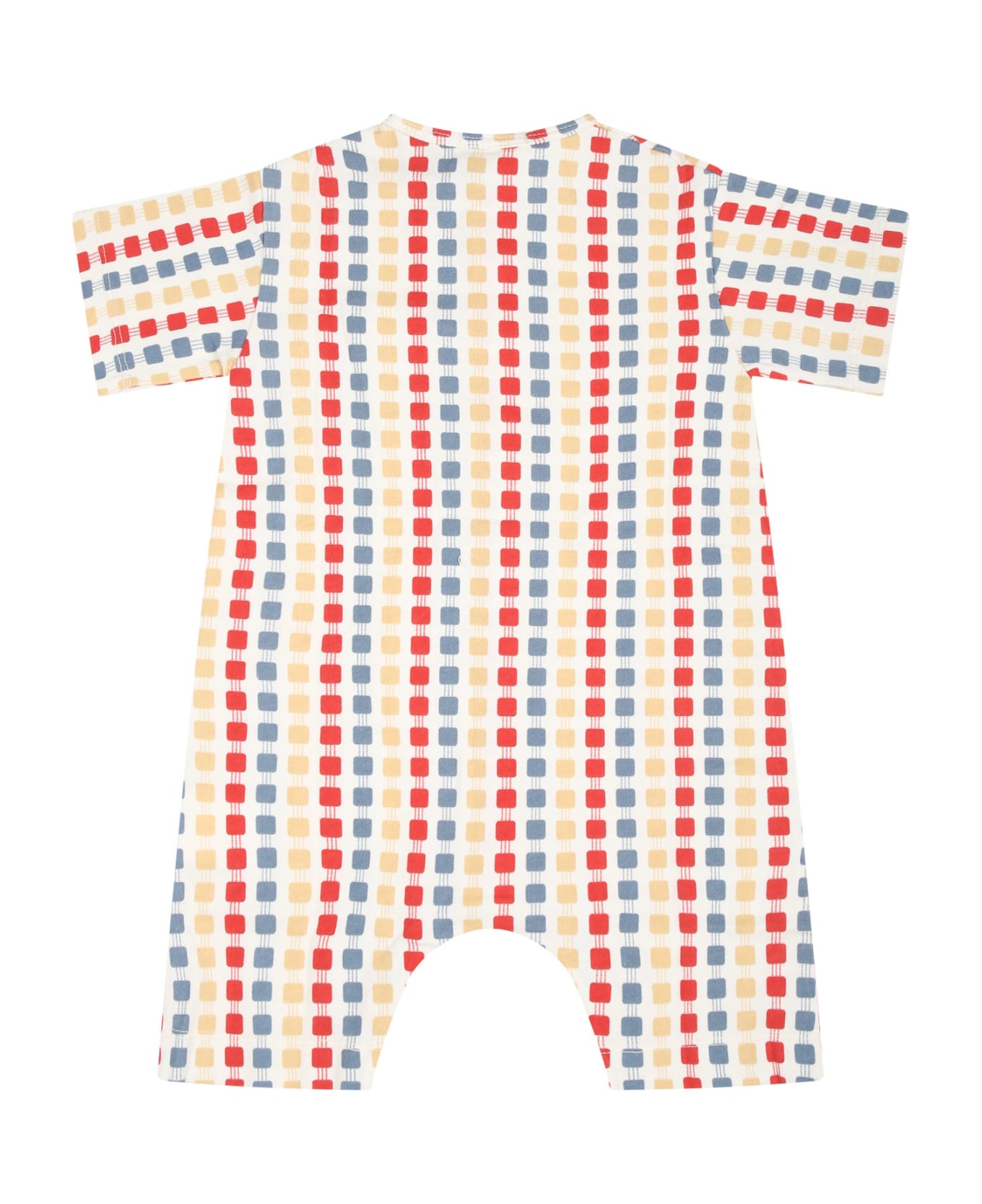 Coco Au Lait Ivory Romper For Babykids With Logo And Geometric Pattern - Ivory ボディスーツ＆セットアップ