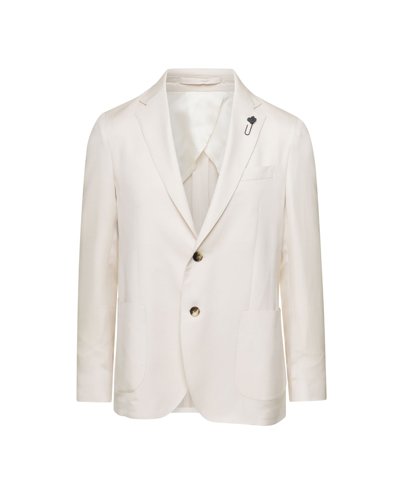 Lardini Beige Jacket With Classic Collar And Pockets In Cashmere & Silk Blend Man - Beige