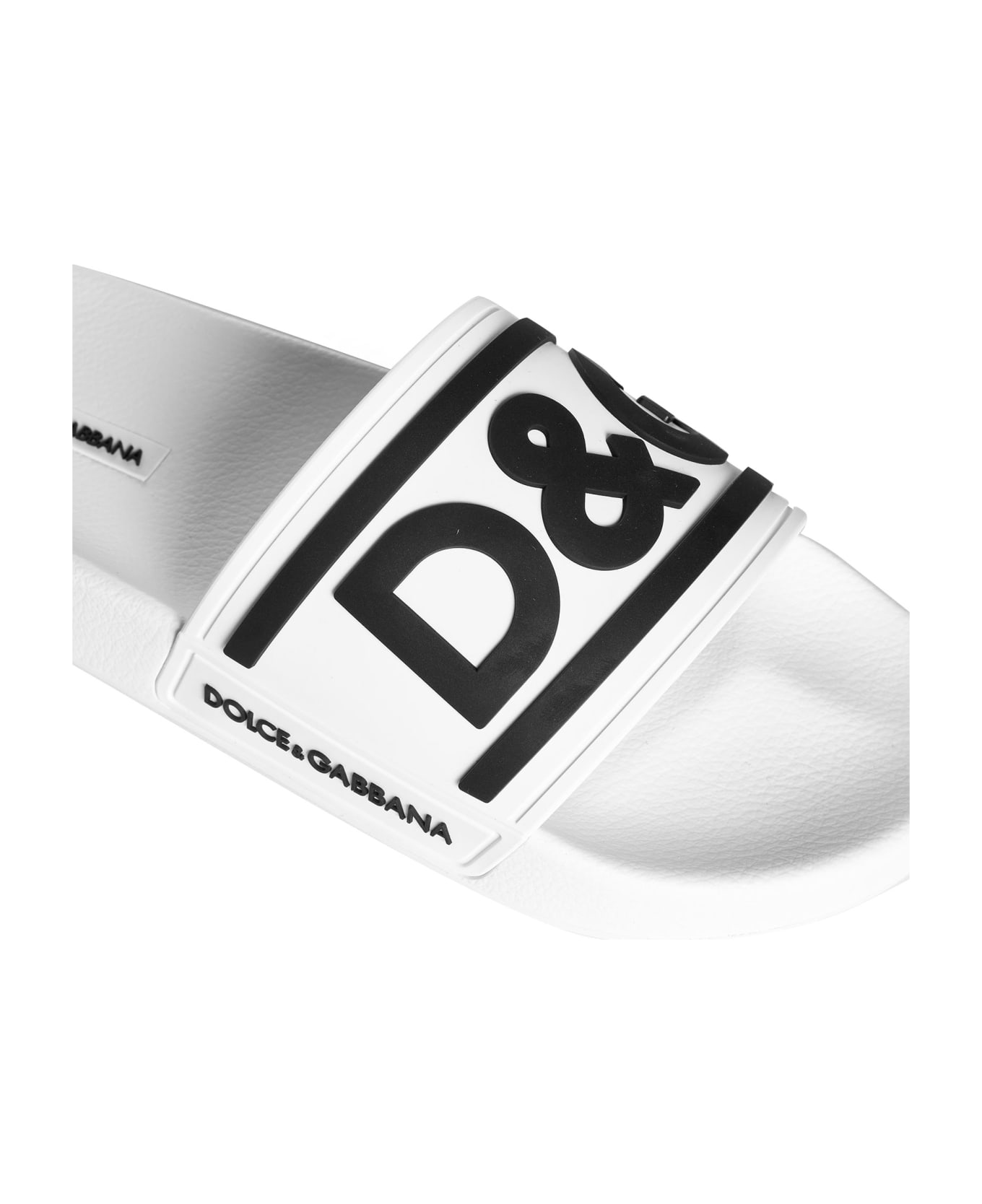 Dolce & Gabbana Slide Sandal With Logo - White