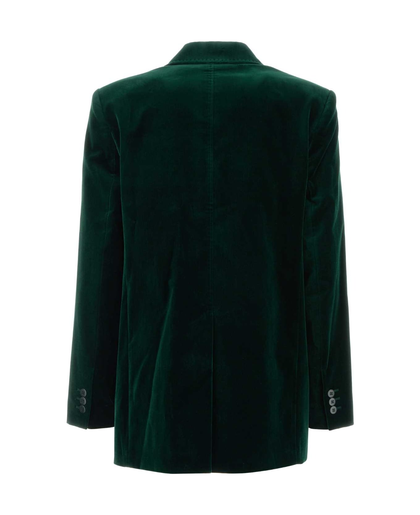 Max Mara Studio Bottle Green Stretch Velvet Blazer - SMERALDO