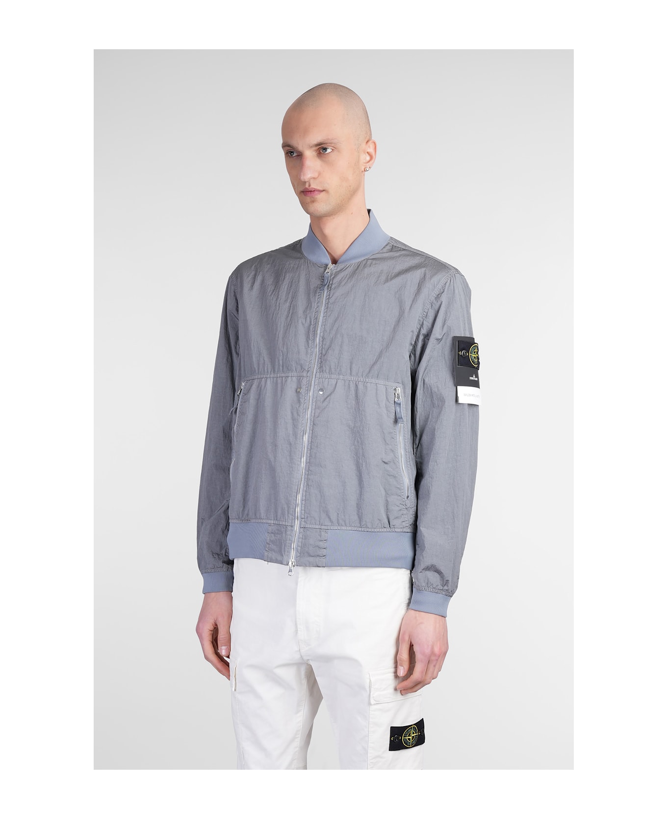 Bomber Jacket In Grey Polyamide - Thumbnail 5