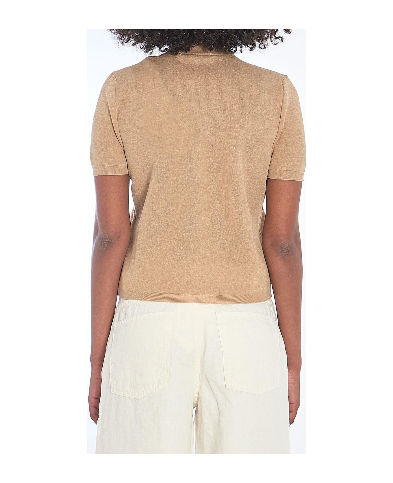 Moncler Logo Embroidered Polo Shirt - OPEN BROWN
