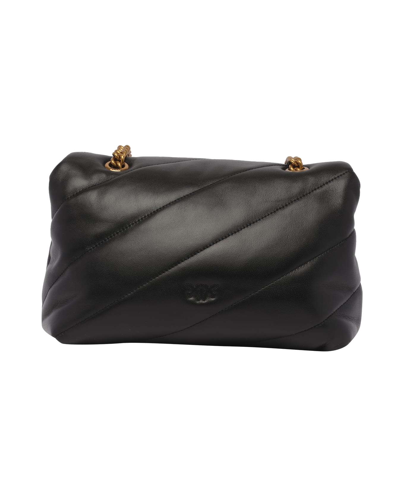 Pinko Love Classic Puffer Shoulder Bag - Q Nero Antique Gold