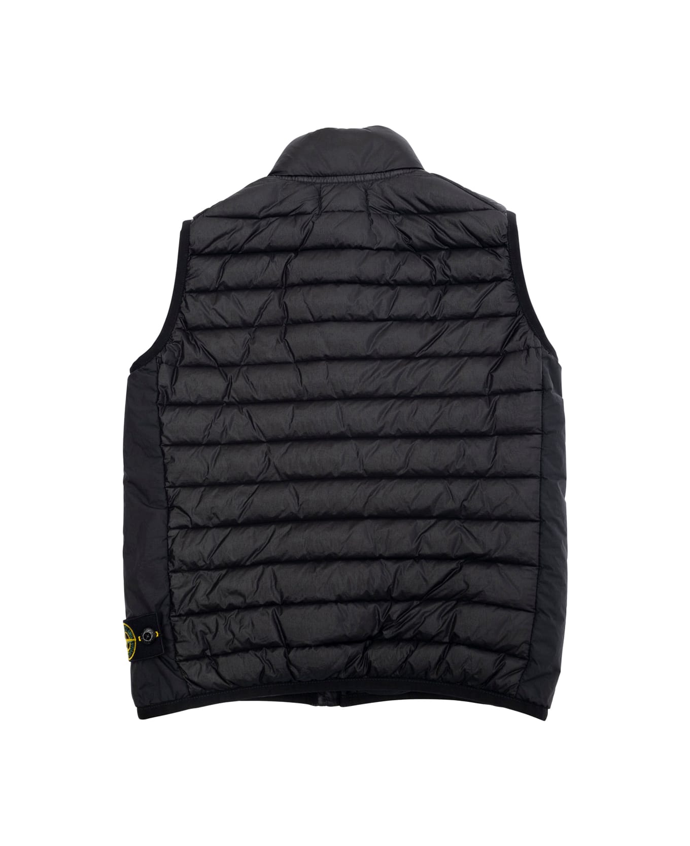 Stone Island Junior Black Sleeveless Down Jacket With Logo Patch On The Front In Tech Fabric Boy - Black