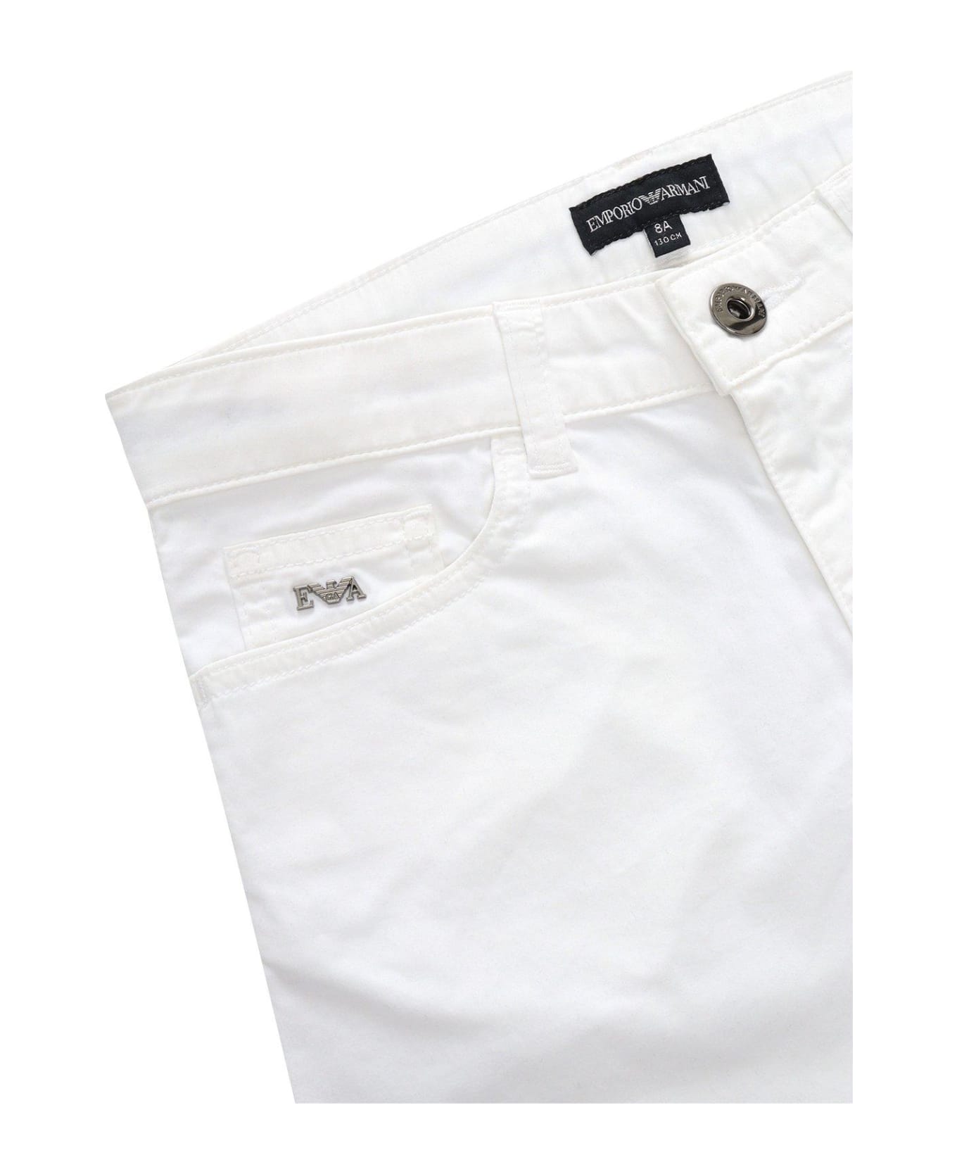 Emporio Armani Logo-plaque Straight Leg Shorts - Bianco Ottico