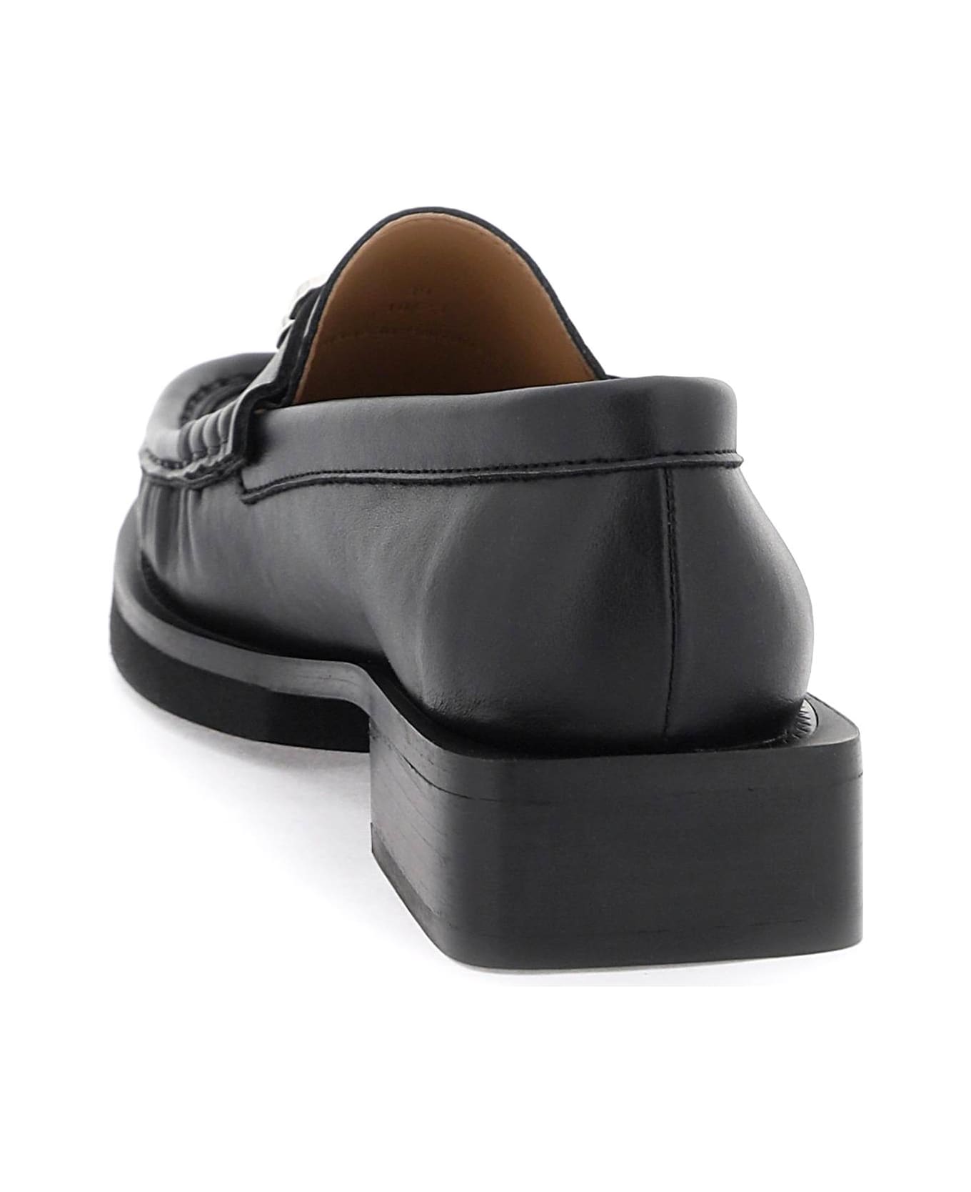 Ganni Black Leather Loafers - BLACK (Black)