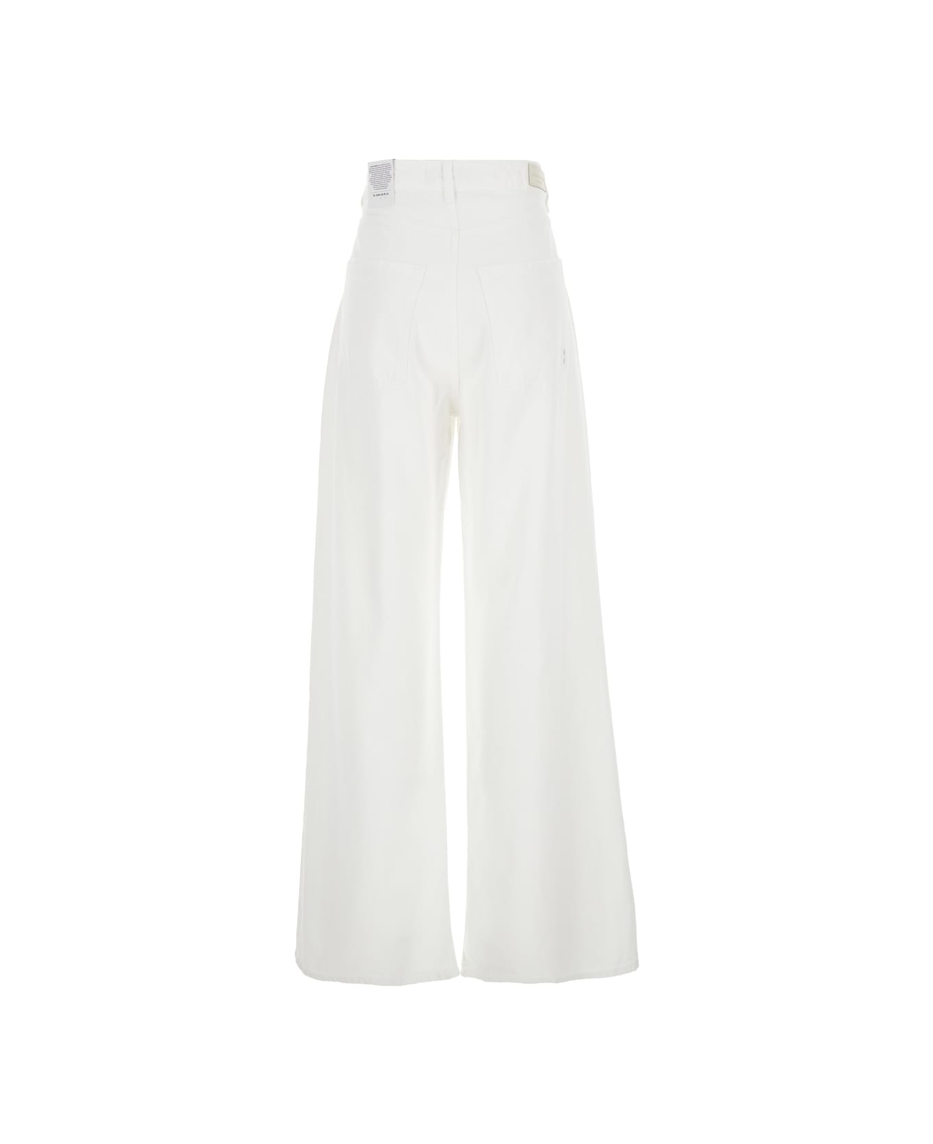 Icon Denim 
debby
 White Five Pocket Jeans With Logo Patch On The Back In Cotton Woman - White