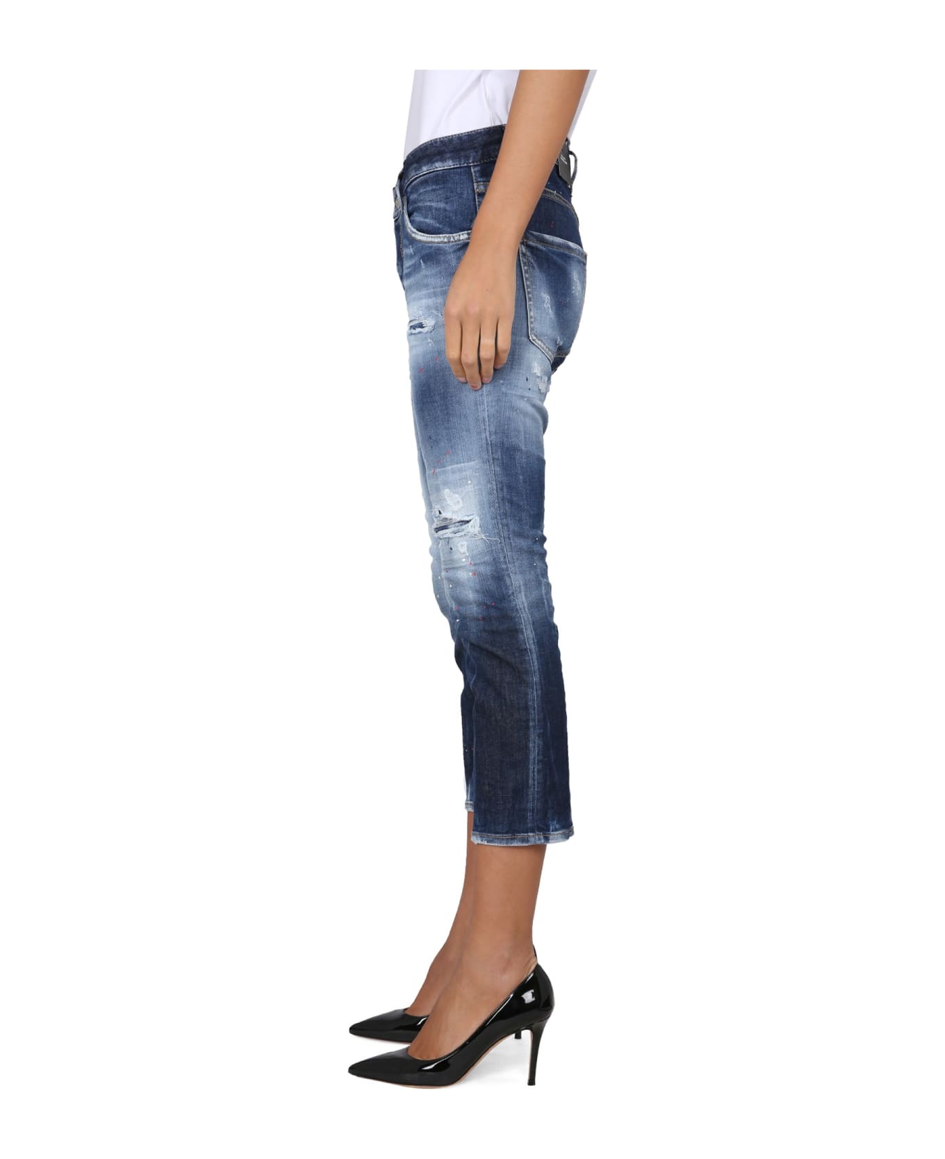 Dsquared2 Medium Powder Spots Wash Cool Girl Cropped Jeans - Blu