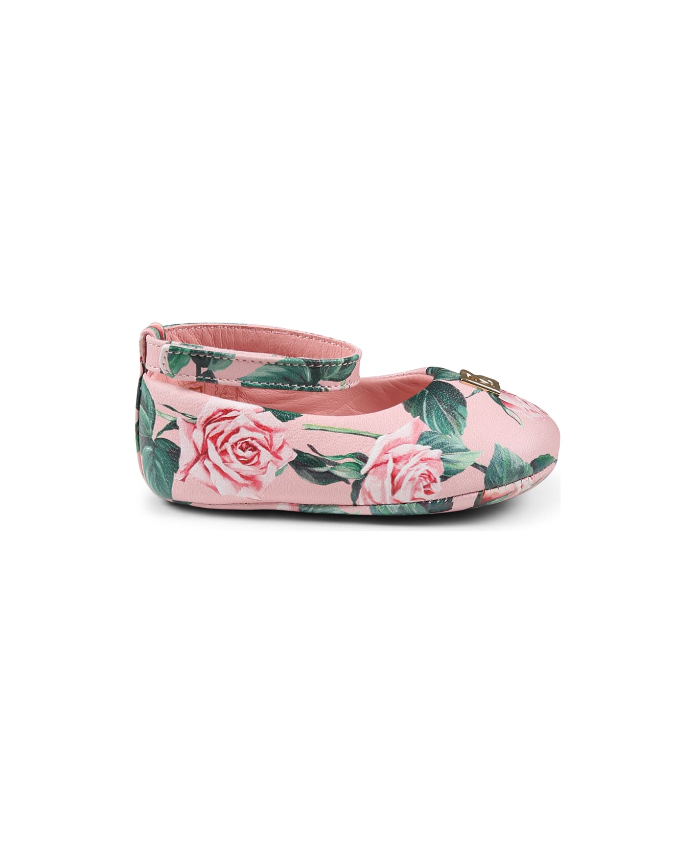 Dolce 
Gabbana Pink Ballet Flats For Baby Girl With Logo - Pink