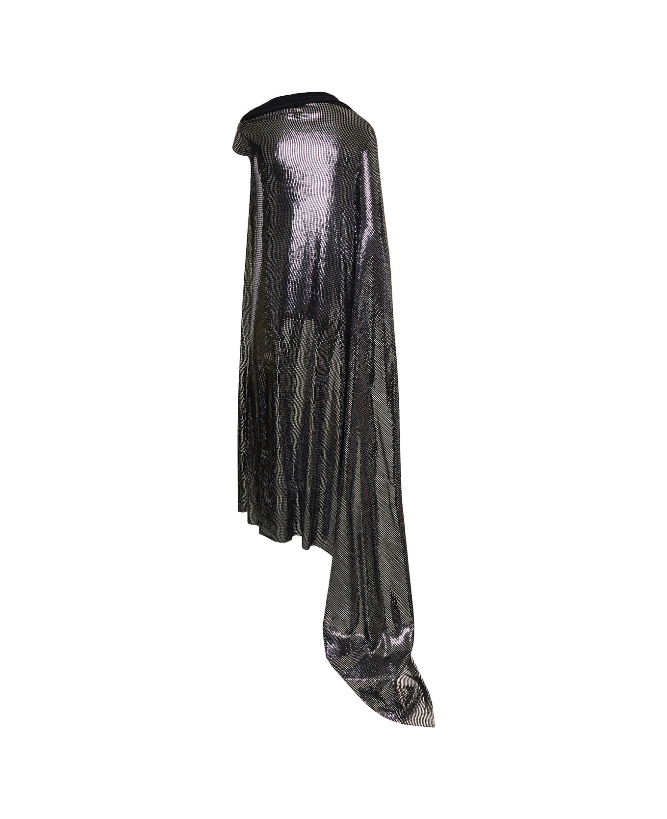 Balenciaga 'minimal' Black And Silver Draped Sleeveless Gown In Metallic Jersey Woman - Black
