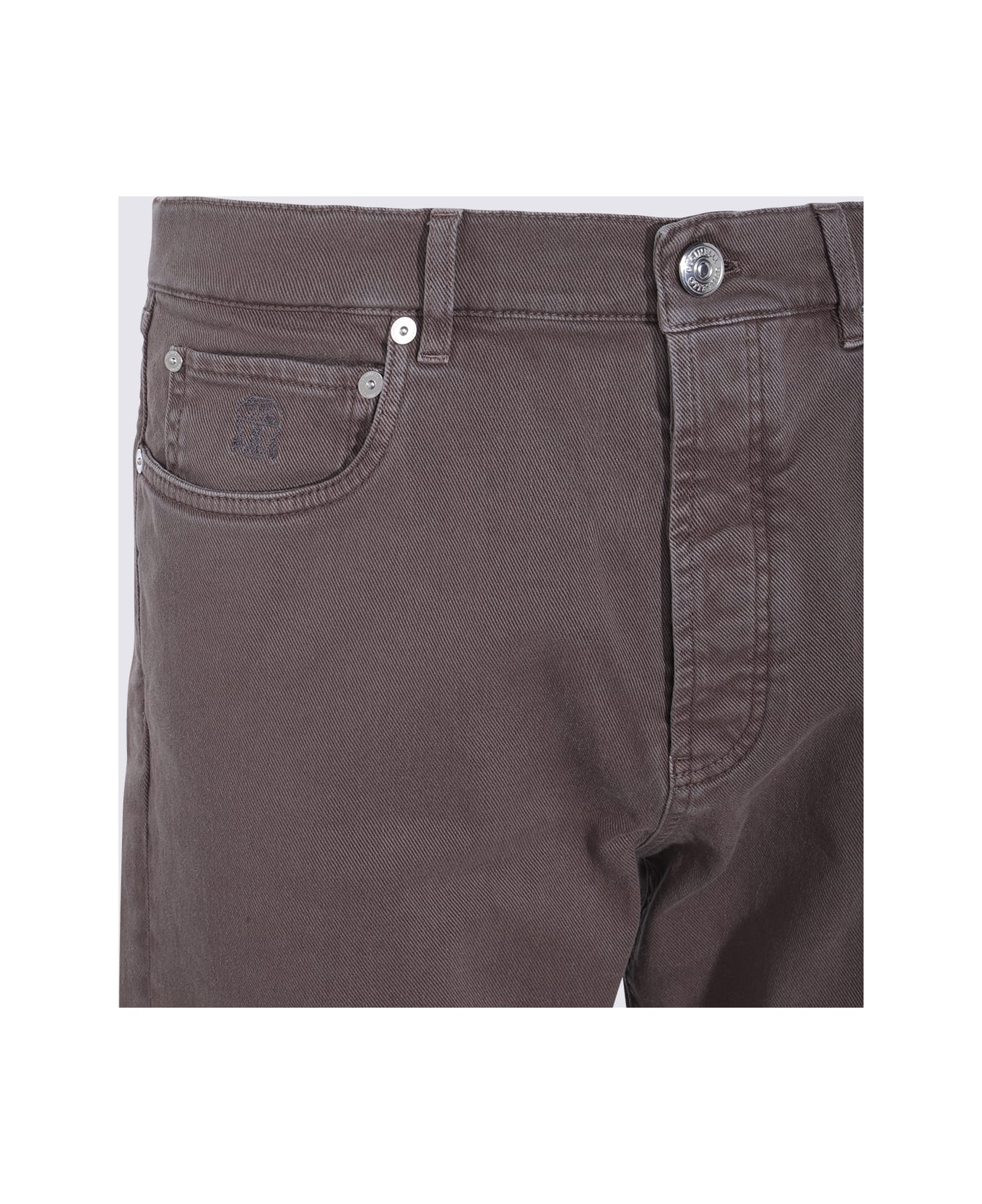 Brunello Cucinelli Brown Cotton Pants - Dove Grey