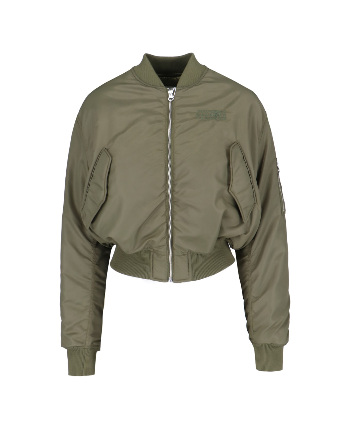 MM6 Maison Margiela Logo Crop Bomber Jacket - Khaki