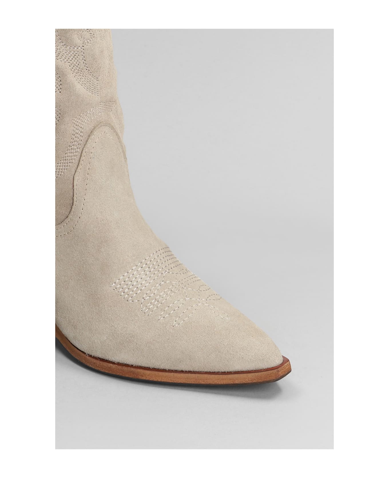 Julie Dee Texan Boots In Taupe Suede - taupe
