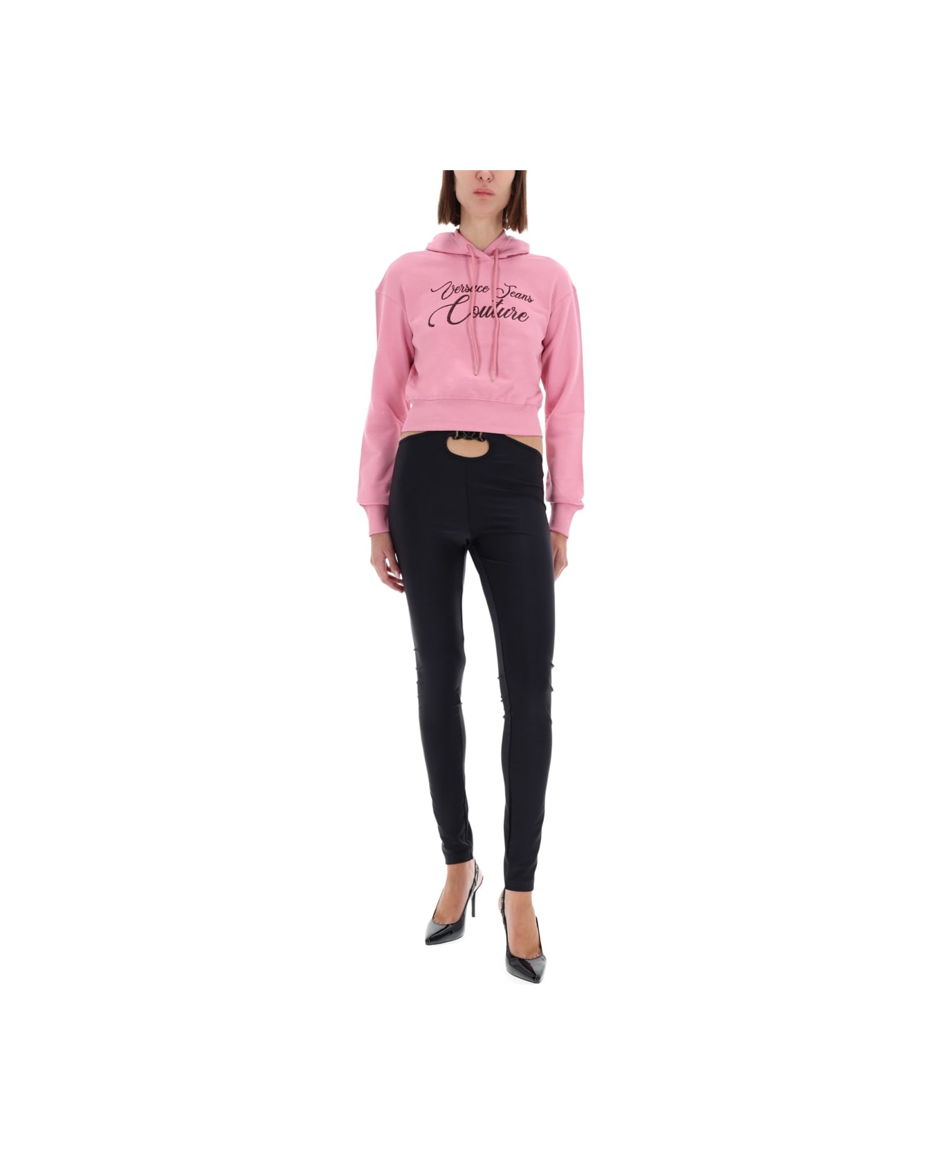 Versace Jeans Couture Cropped Sweatshirt With Logo - PINK