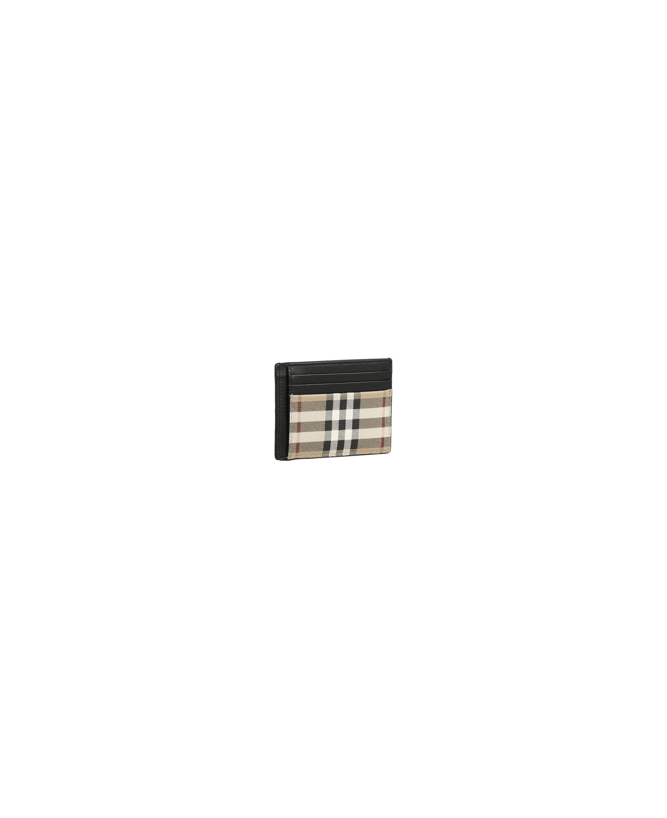Burberry Vintage Check Card Holder With Money Clip - Beige