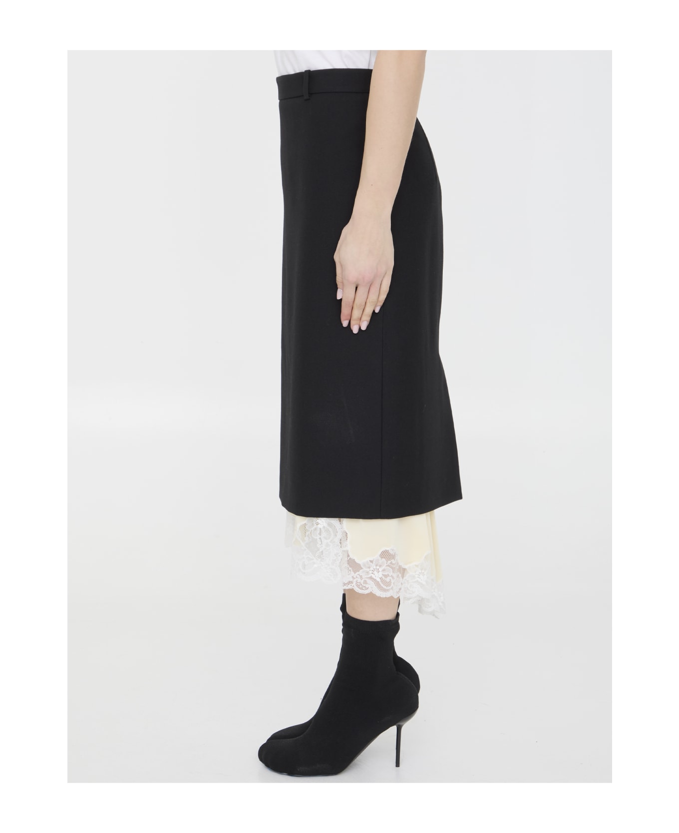 Balenciaga Lingerie Tailored Skirt - BLACK / CREAM スカート