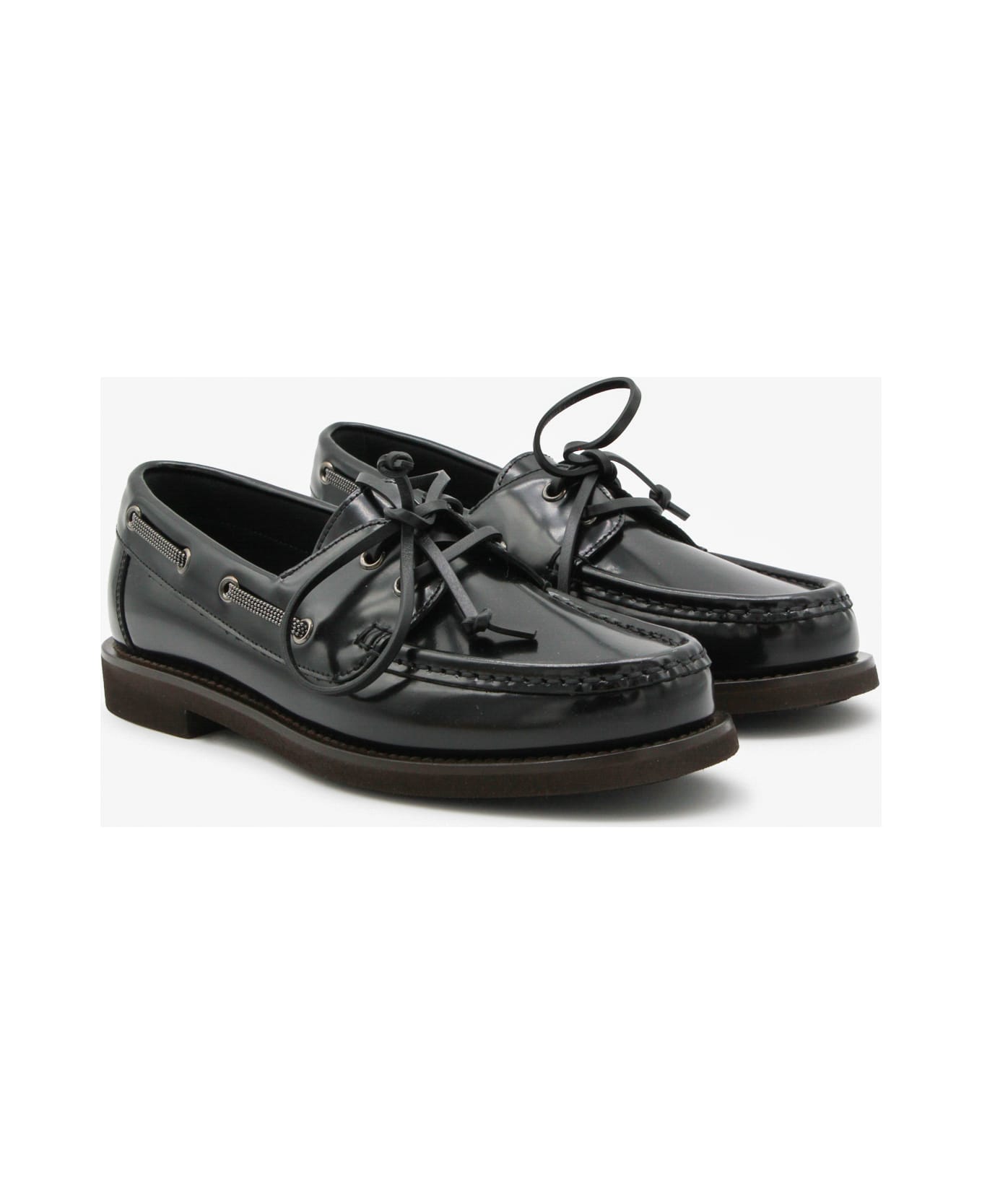 Brunello Cucinelli Black Leather Loafers - Black