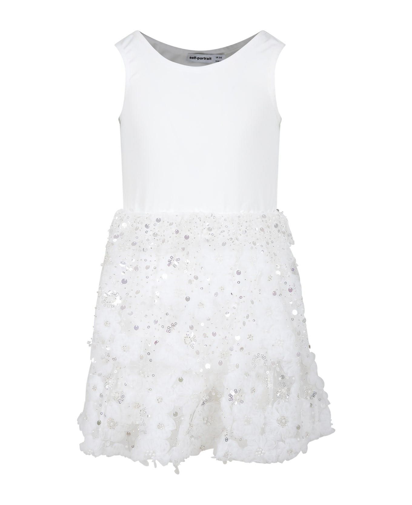self-portrait White Dress For Girl With Flowers - White