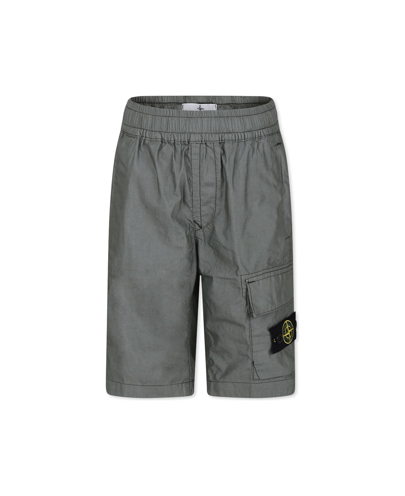 Stone Island Junior Green Shorts For Boy With Compass - Green