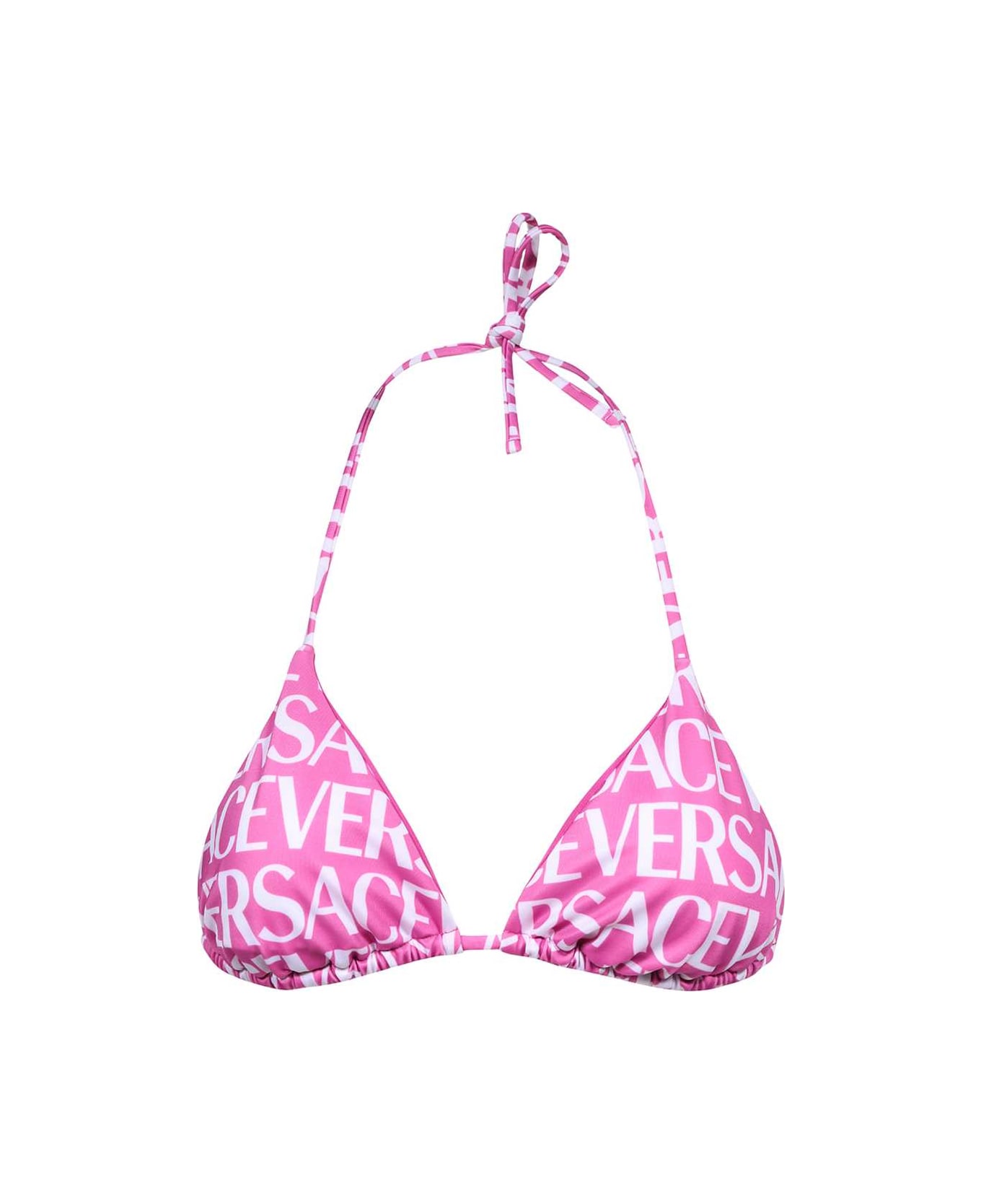 Versace All-over Logo Bikini Top - Pink