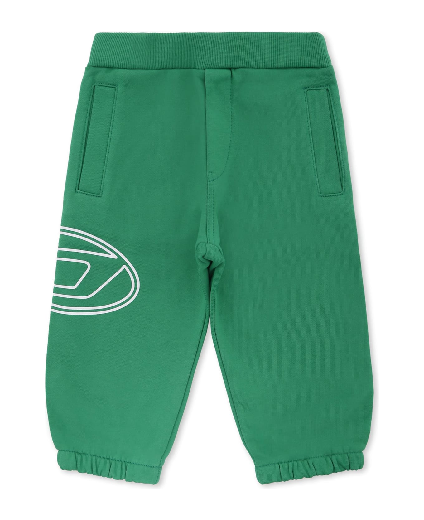 Diesel Green Trousers For Baby Boy With Logo - Green