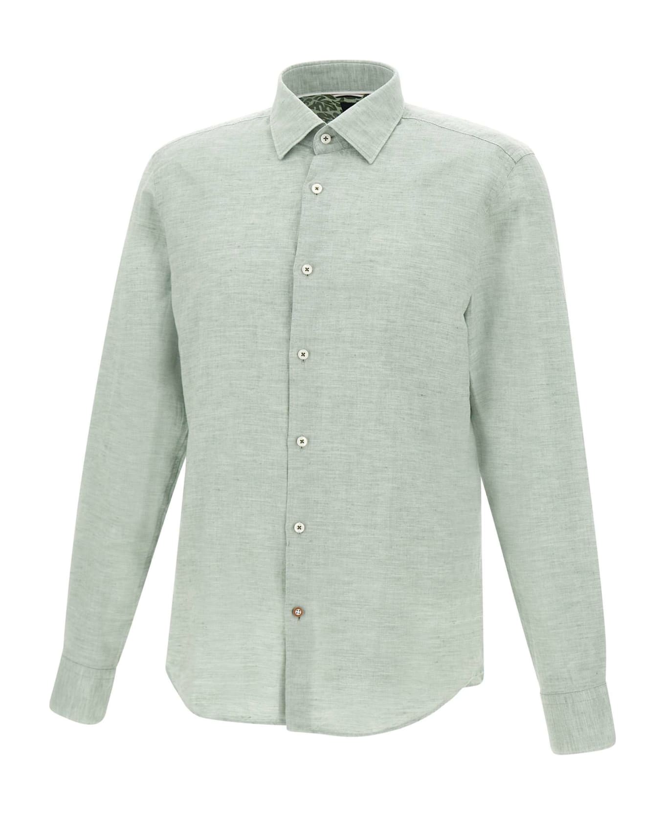 Hugo Boss "c-hal-kent" Cotton And Linen Shirt - GREEN