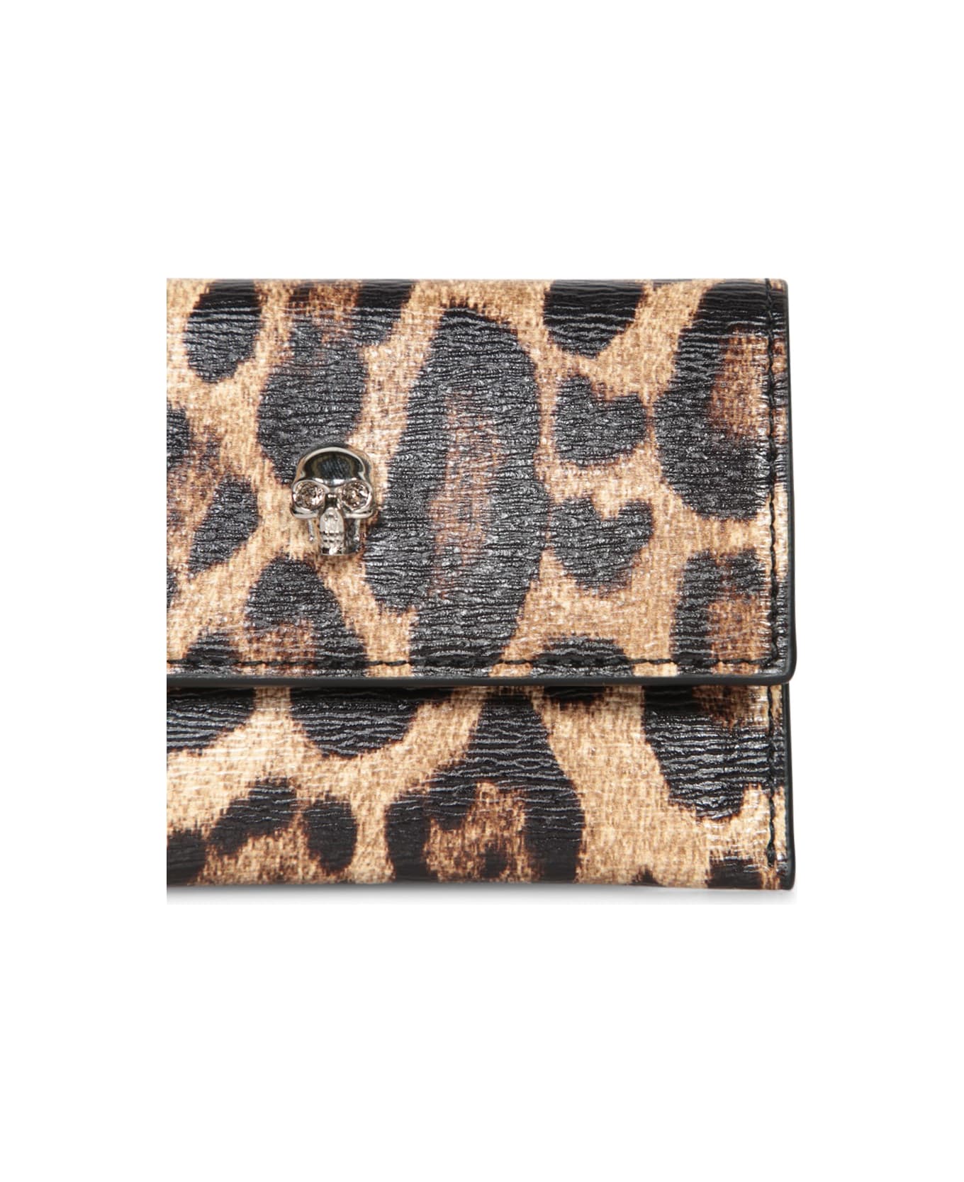 Alexander McQueen Leopard Card Holder - Brown