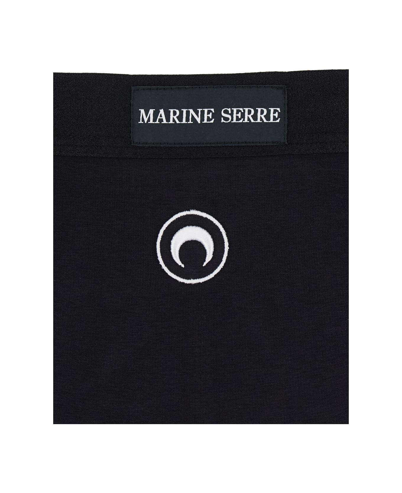 Marine Serre Black Briefs With 'crescent Moon' Logo In Cotton Woman - Black