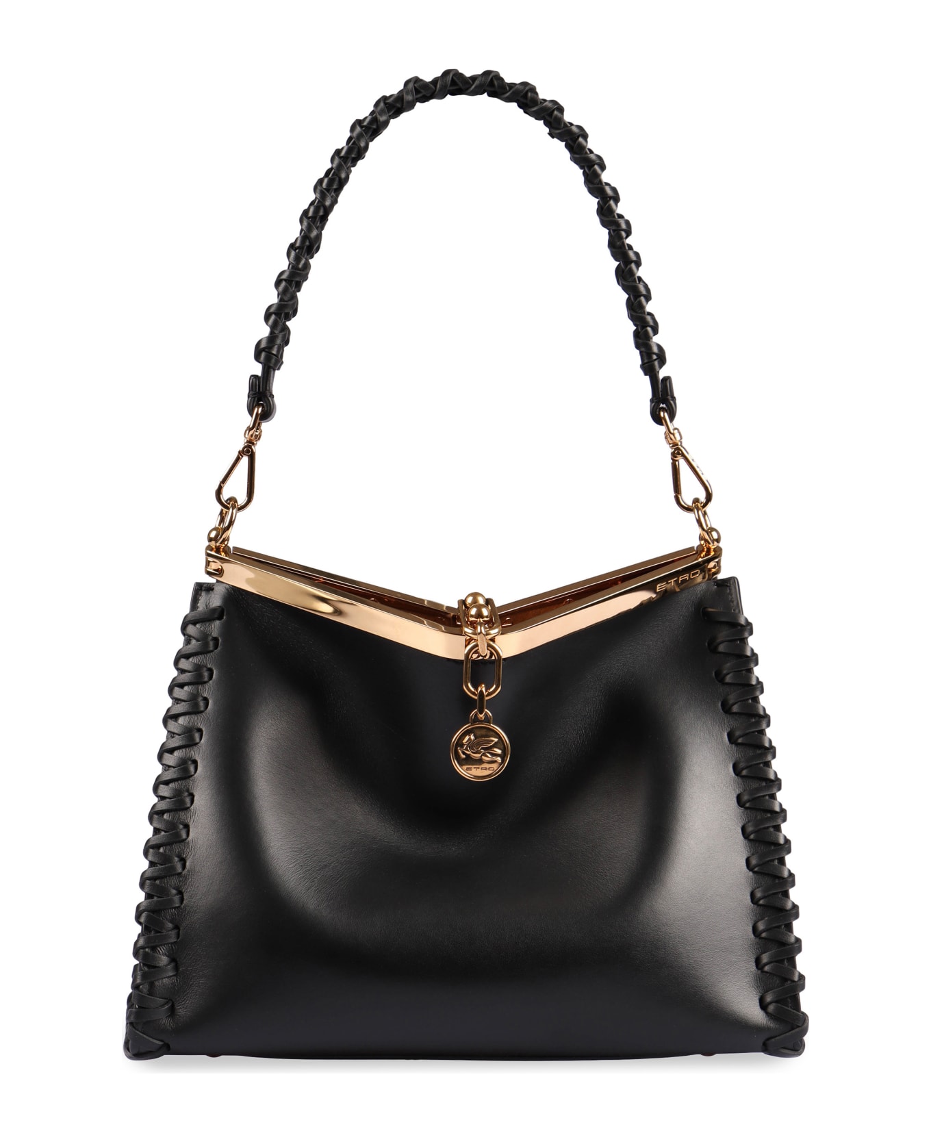 Etro Vela Medium Leather Shoulder Bag - black