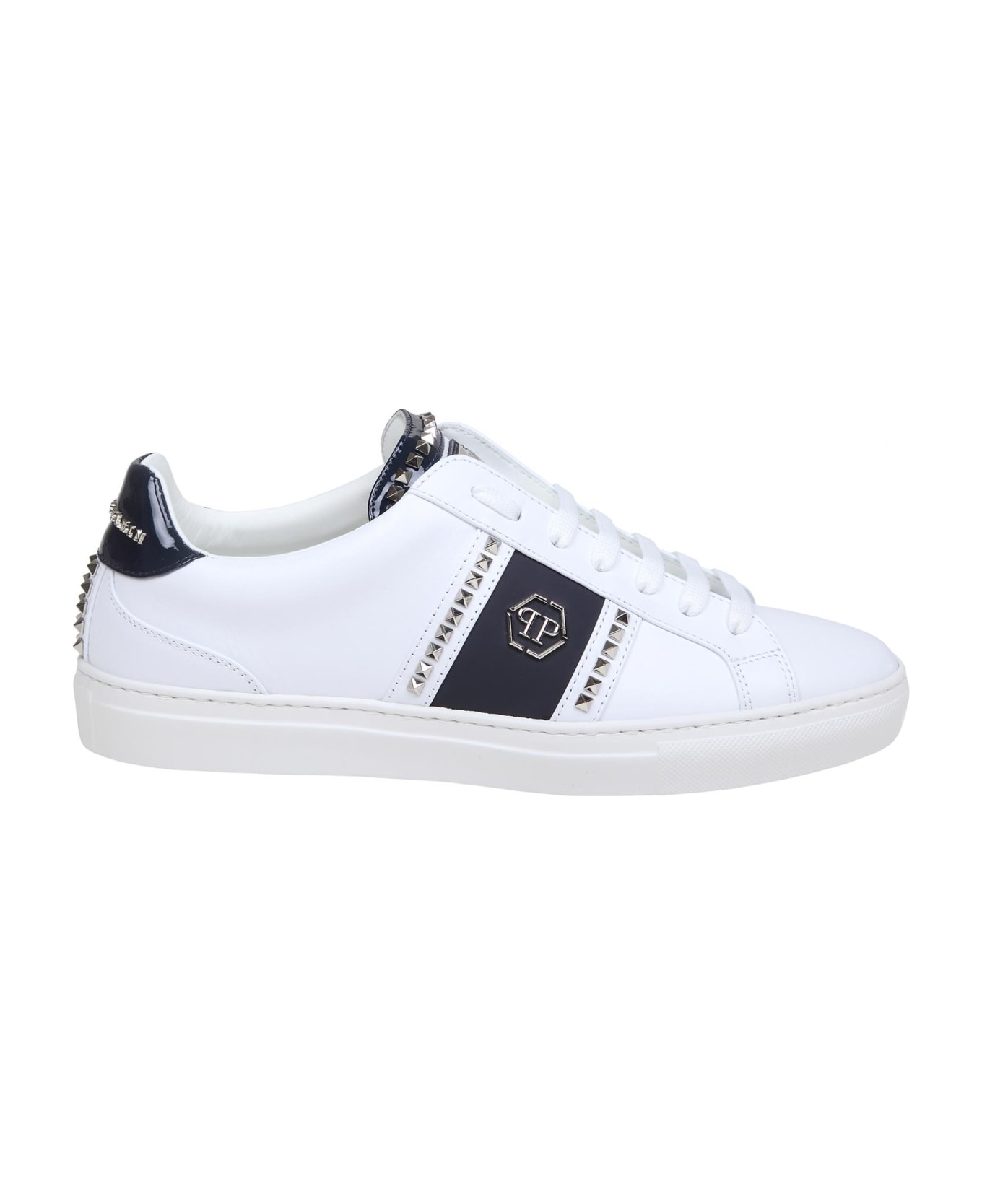 Philipp Plein White Calf Leather Bos Taurus Low Top Sneakers