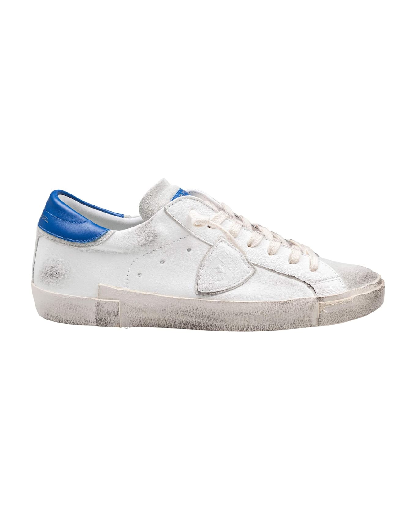 Philippe Model Prsx Low Sneakers In Leather Color White And Bluette - WHITE