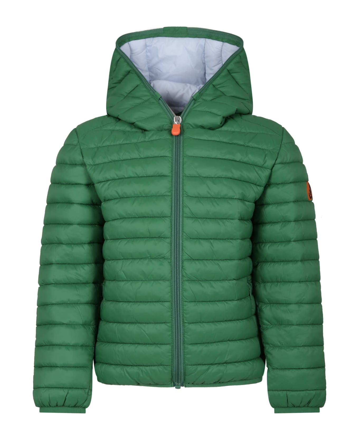 Save the Duck Green Huey Down Jacket For Boy With Logo - Green コート＆ジャケット
