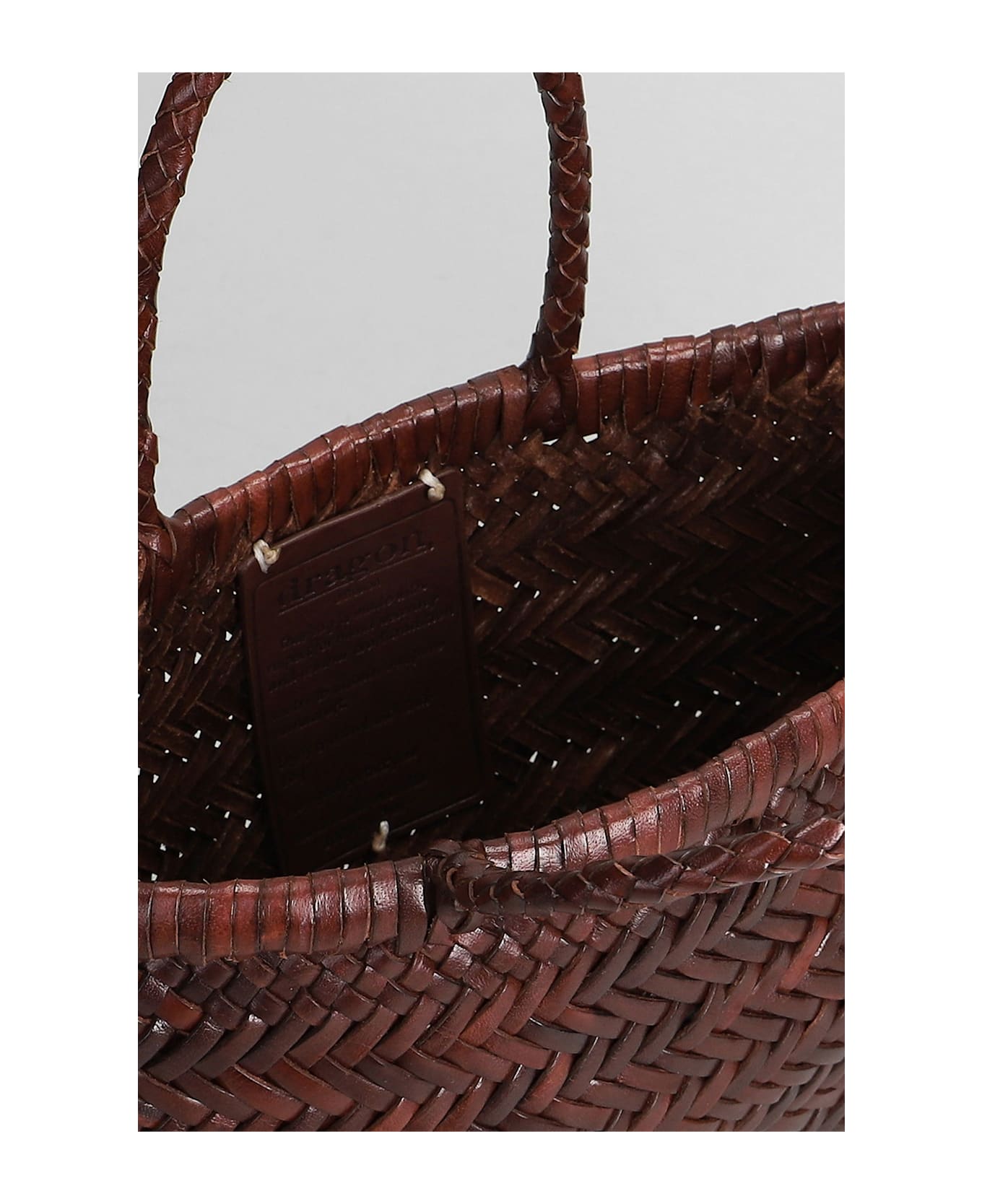 Dragon Diffusion Mini Flat Gora Baskt Hand Bag In Brown Leather - brown