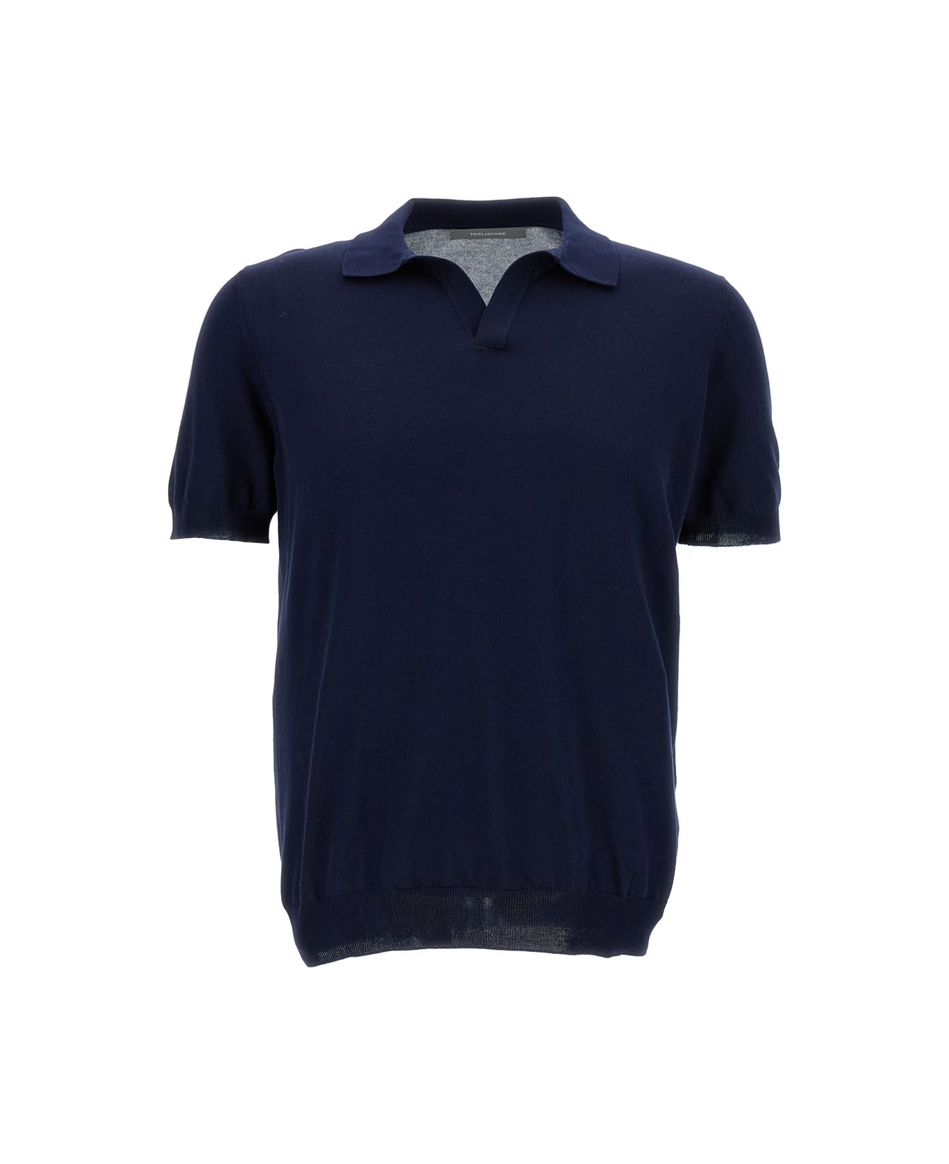 Tagliatore White Polo Shirt With Classic Collar Without Buttons In Cotton Man - Blu ポロシャツ