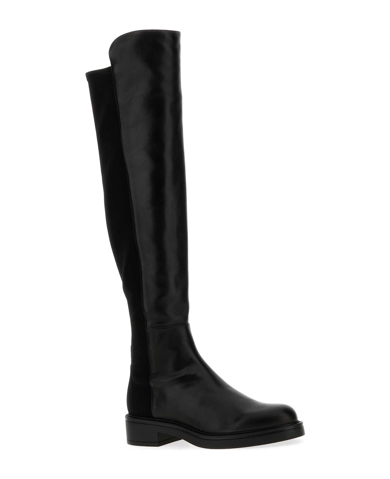 Stuart Weitzman Black Nappa Leather And Fabric Celia Boots - BLACK