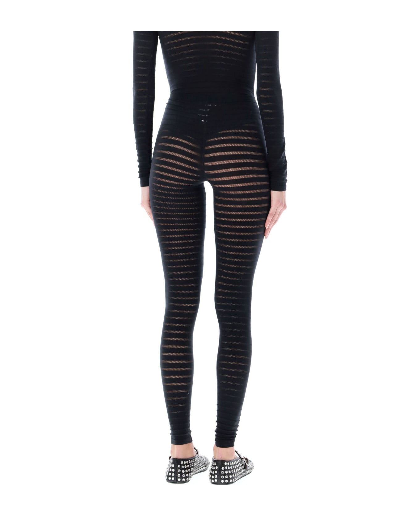 Alaia Sheer Stripes Legging - BLACK ALAIA