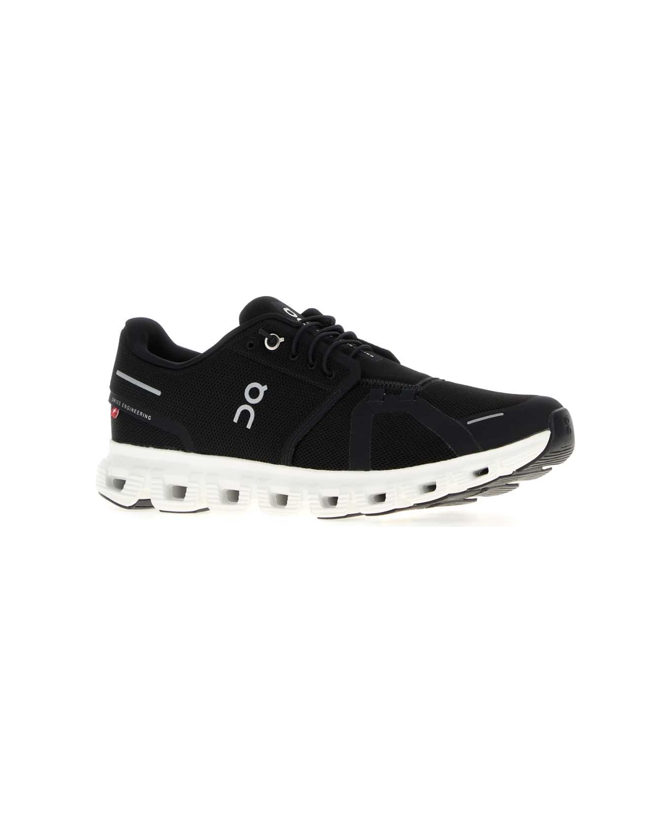 ON Black Mesh Cloud 6 Sneakers - BLACKWHITE