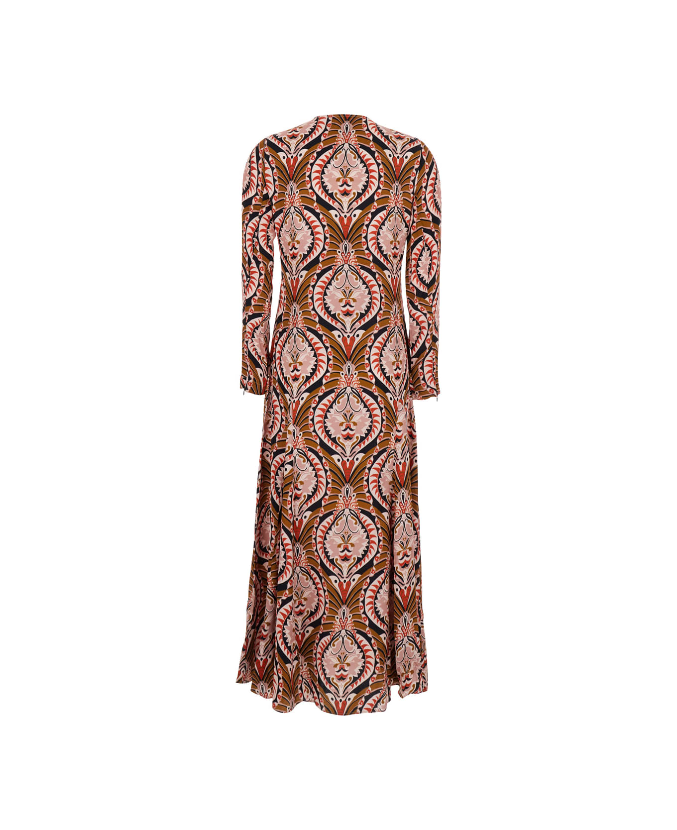 Farm Rio 
pineapple Jewelry
 Multicolor Midi Dress With Flared Hem And All-over Floral Print In Tech Fabric Woman - Multicolor