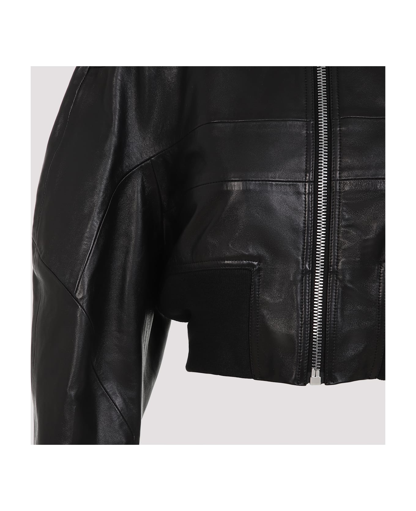 Rick Owens Girdered Cropped Bomber Jacket - Black