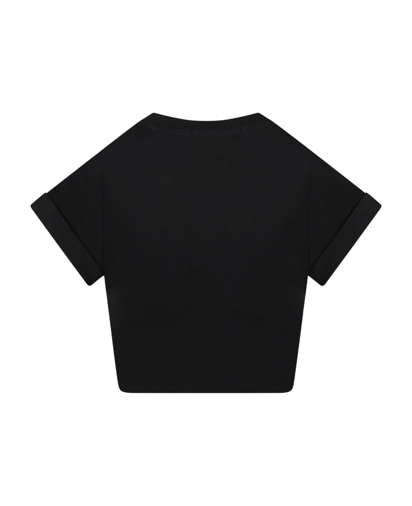 MSGM Black T-shirt For Girl With Logo - Black