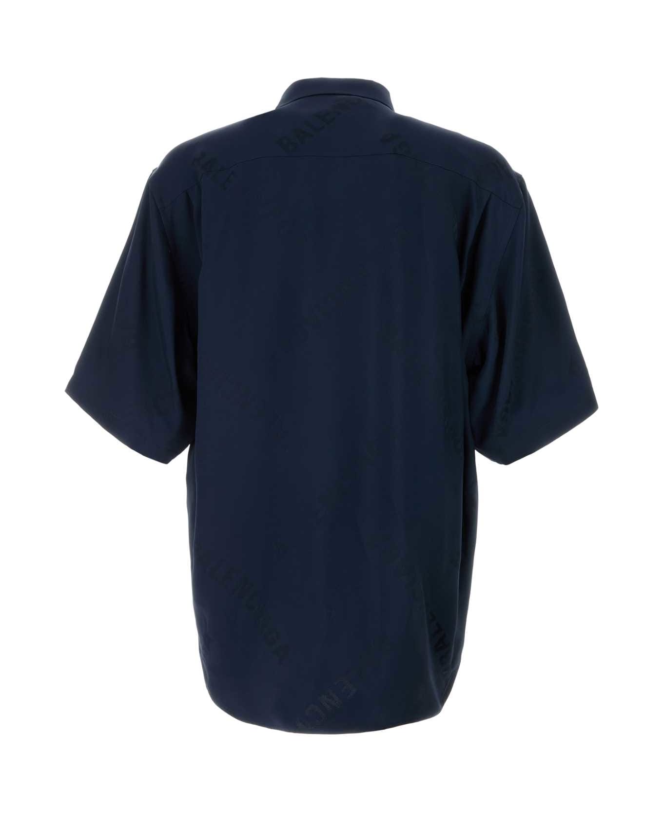 Blue Viscose Oversize Shirt
