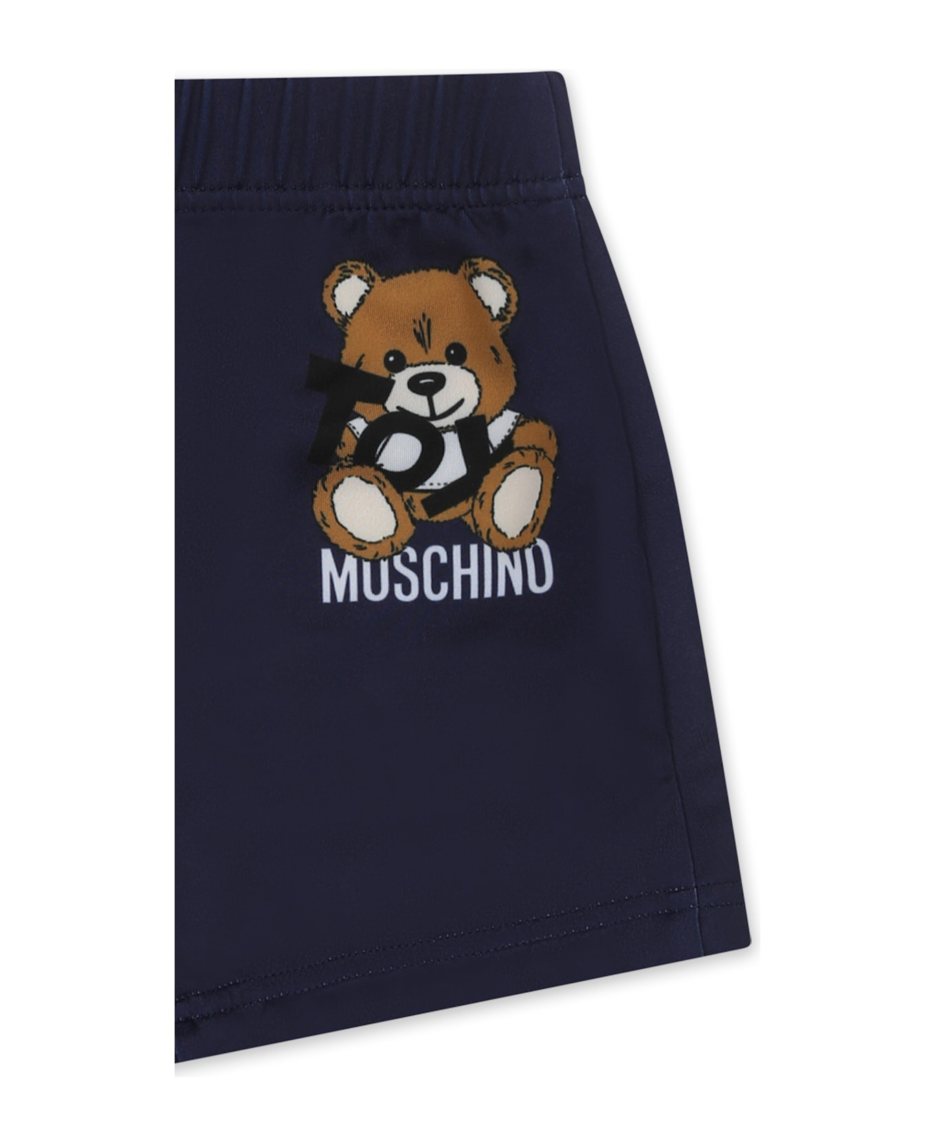 Moschino Blue Swimsuit For Babt Boy With Teddy Bear And White Logo - Blue