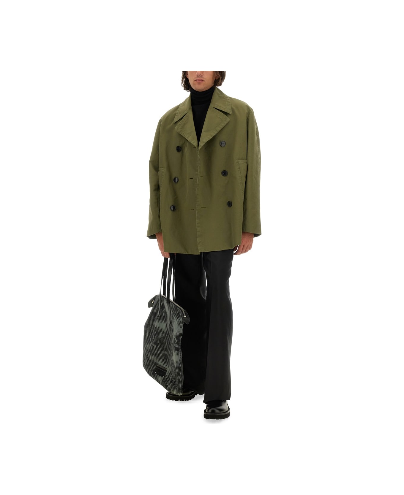 Dries Van Noten Double-breasted Coat - MILITARY GREEN