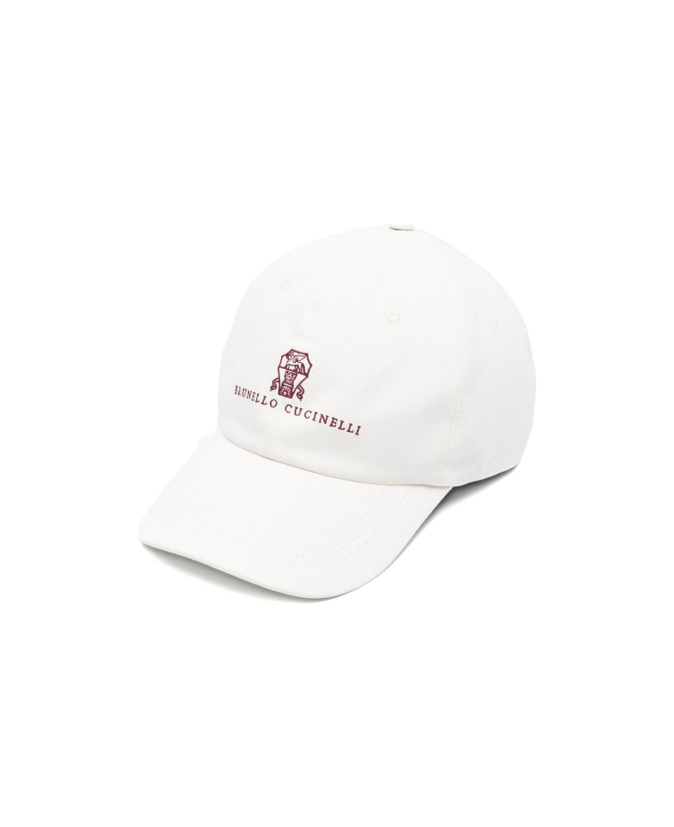 Brunello Cucinelli Logo Cotton Baseball Cap - White