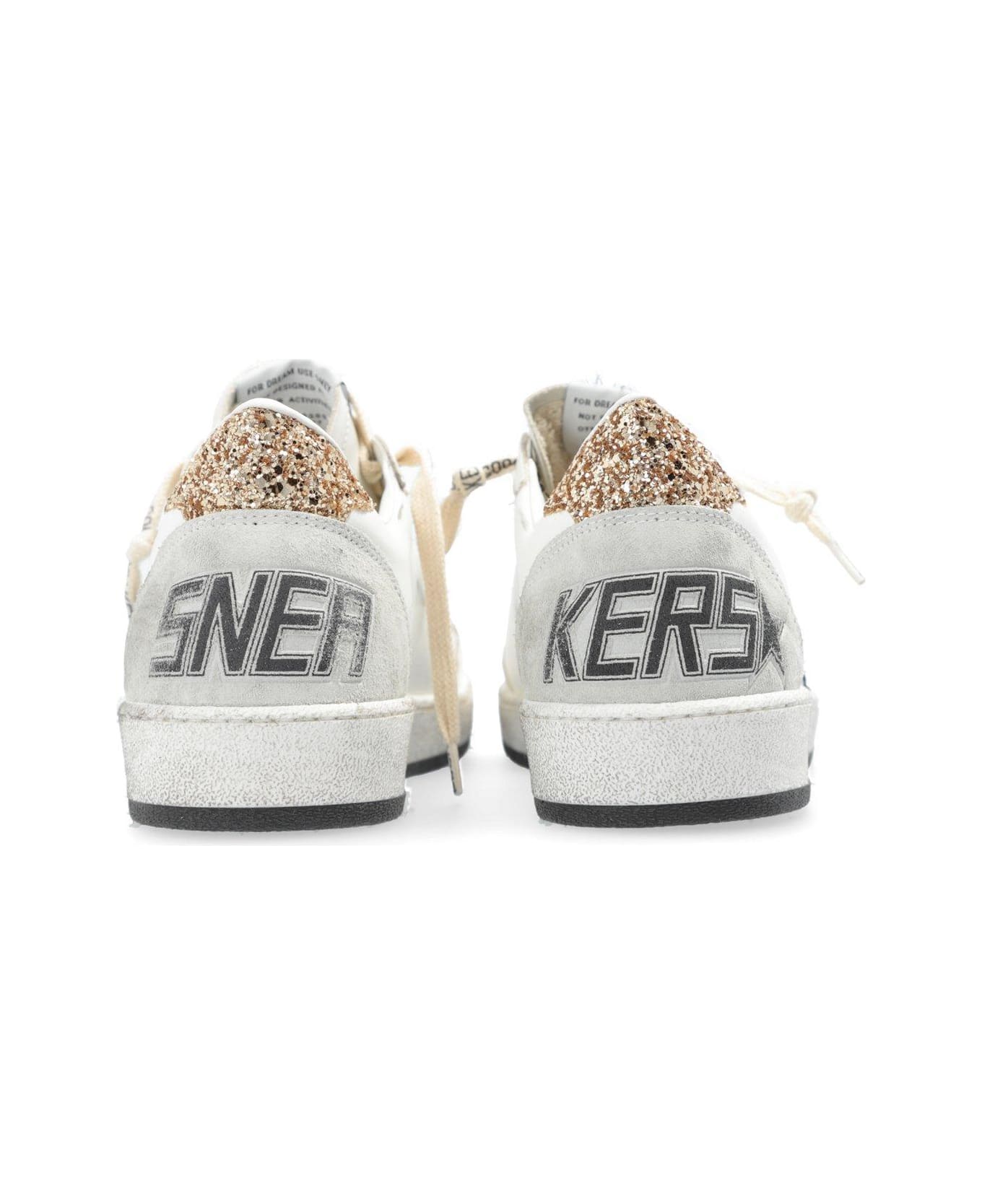 Golden Goose Star Glittered Lace-up Sneakers - White/Black