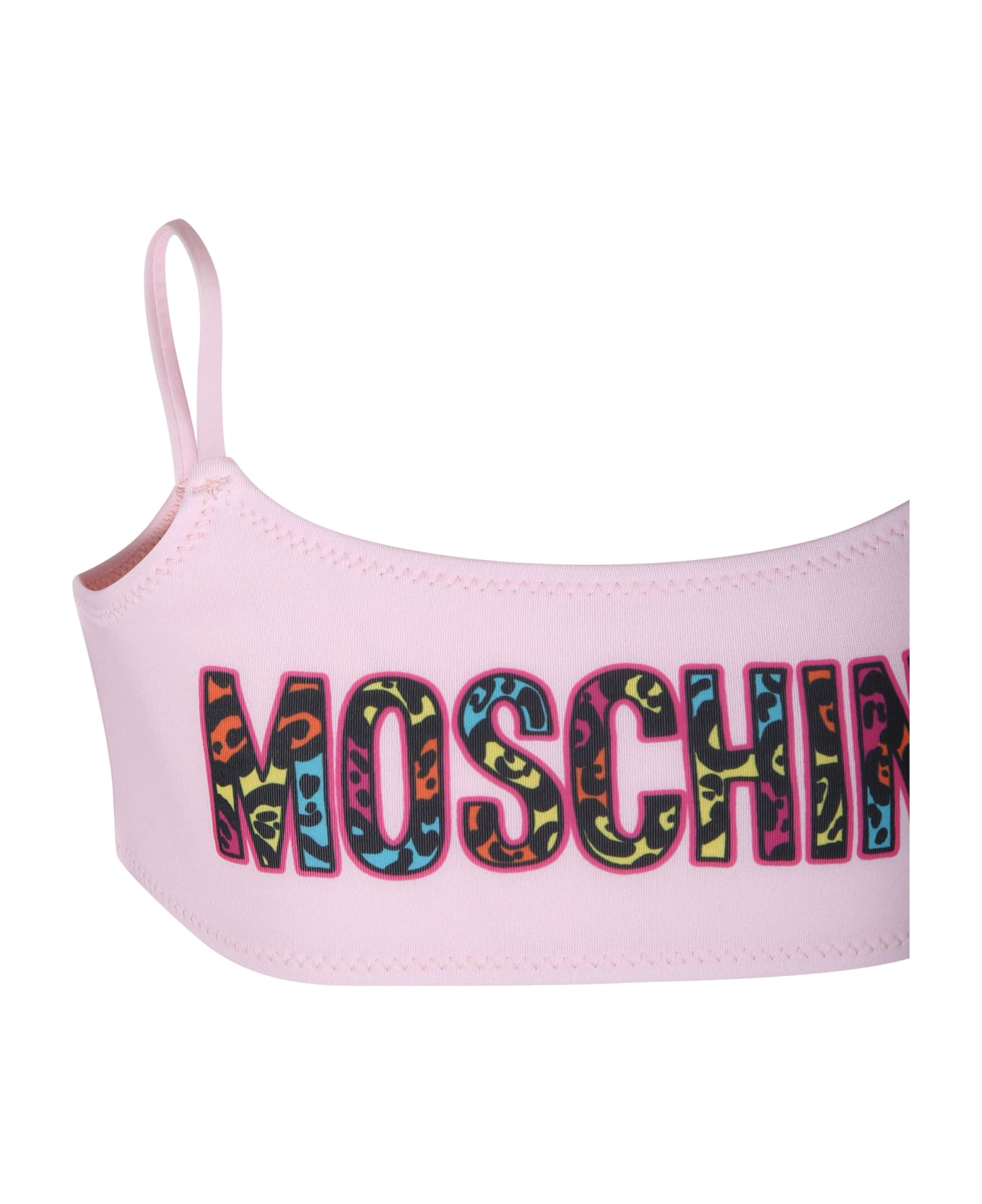 Moschino Pink Bikini For Girl With Logo - Pink 水着