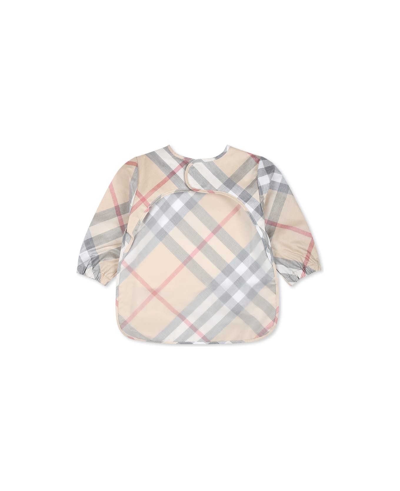 Burberry Beige Bib For Babykids With Vintage Check - Beige