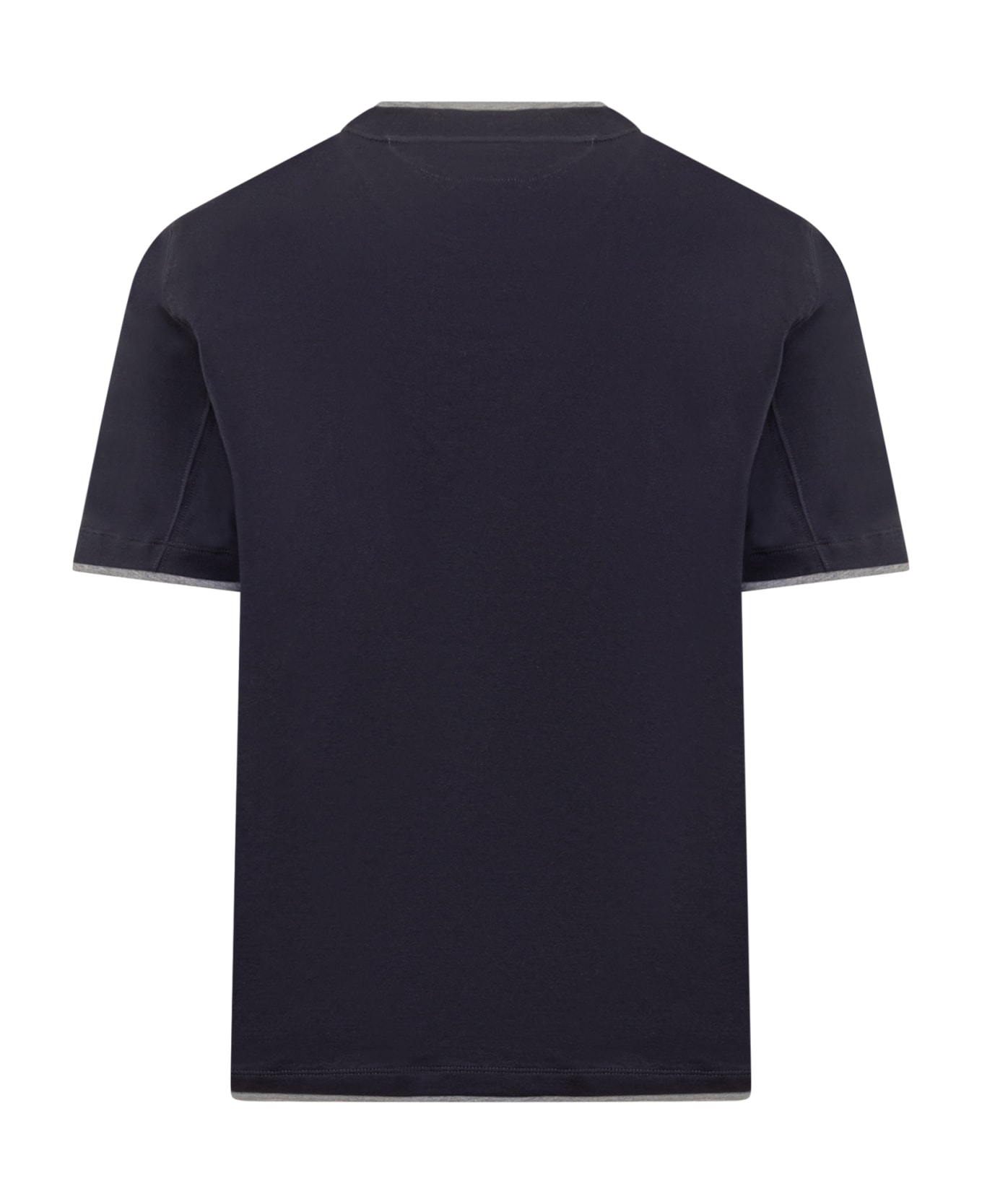 Brunello Cucinelli Jersey T-shirt With Ribbed Hem - Blue